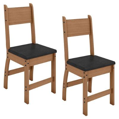 Cadeira Para Mesa De Jantar Milano Kit 2 Peças Carvalho Preto - Poliman