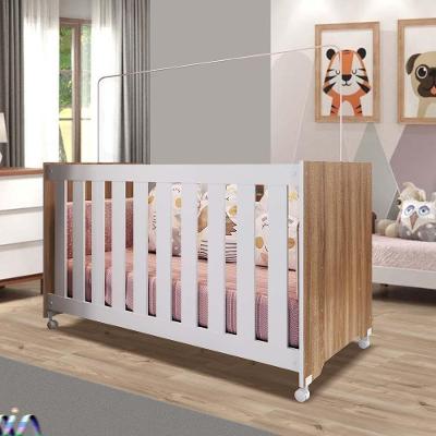 Berço Mini Cama Com Rodízios Aconchego 64cm X 133cm Nogal Manchester Com Branco Lysander Shop Jm