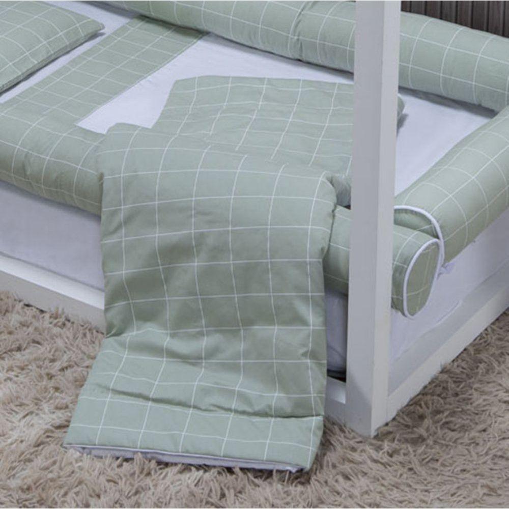 Edredom Dupla Face Para Berço Percal 200 Fios 100% Algodão 1 Peça - Grid Verde - 2