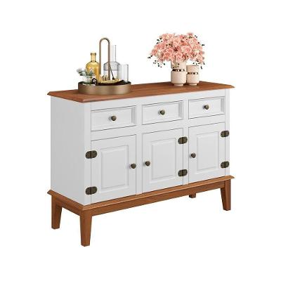 Balcão De Madeira Maciça 3 Portas E 3 Gavetas - Branco Branco