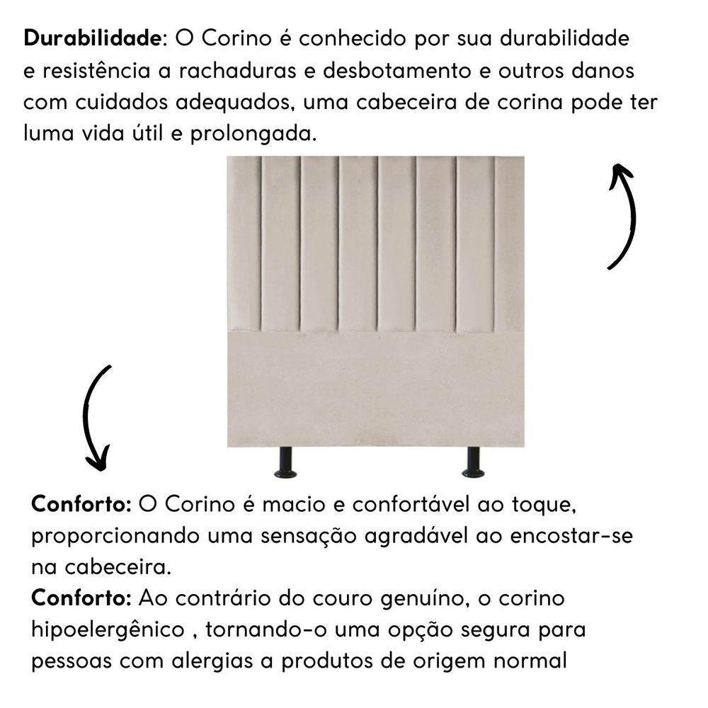 Cabeceira Estofada De Cama Casal Box 140 Cm Taís Corino bege - 2