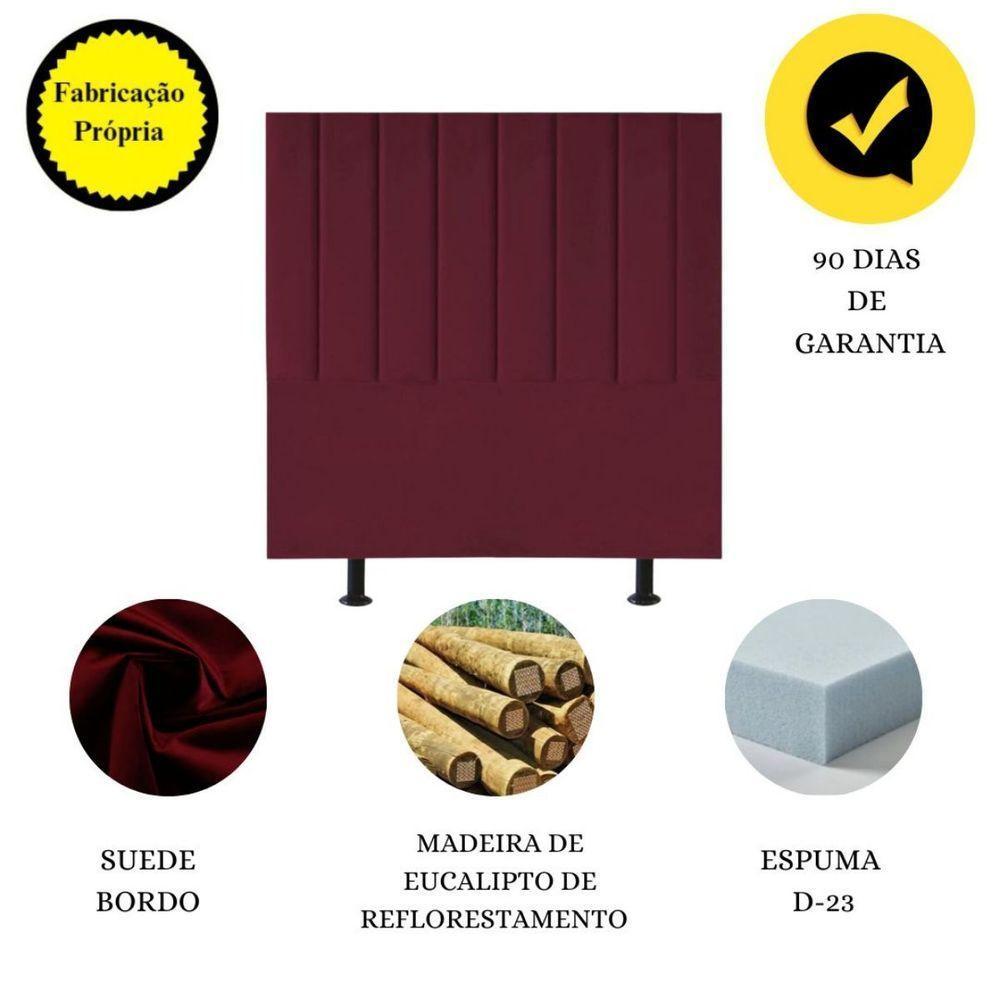 Cabeceira De Cama Solteiro Box 100 Cm Maisa Suede bordô - 2