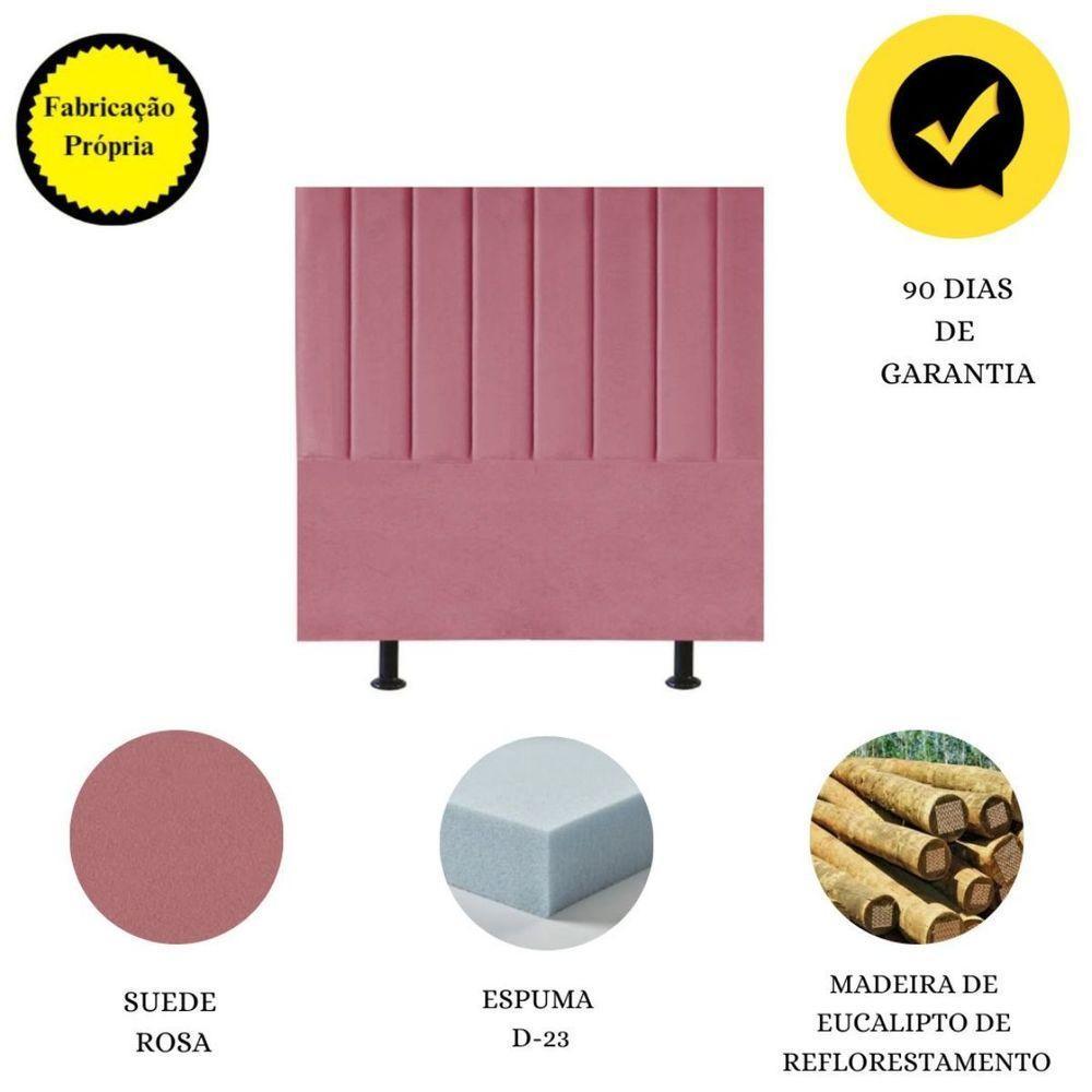 Cabeceira De Cama Solteiro Box 100 Cm Maisa Suede rosa - 5