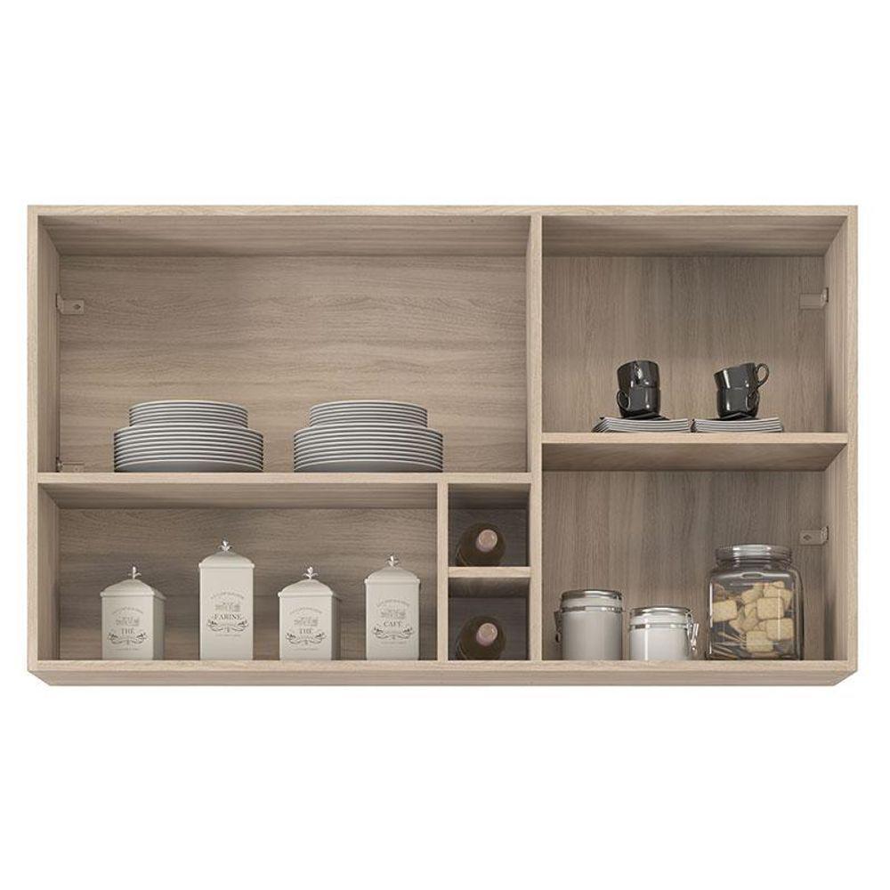 Armário Aéreo Para Cozinha Firenze Nicho 2 Portas Avena Grafito - Demóbile - 3