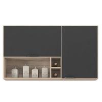 Armário Aéreo Para Cozinha Firenze Nicho 2 Portas Avena Grafito - Demóbile - 4