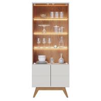 Cristaleira E Aparador Buffet Para Sala Noronha Off White Matte Freijó- Colibri - 6