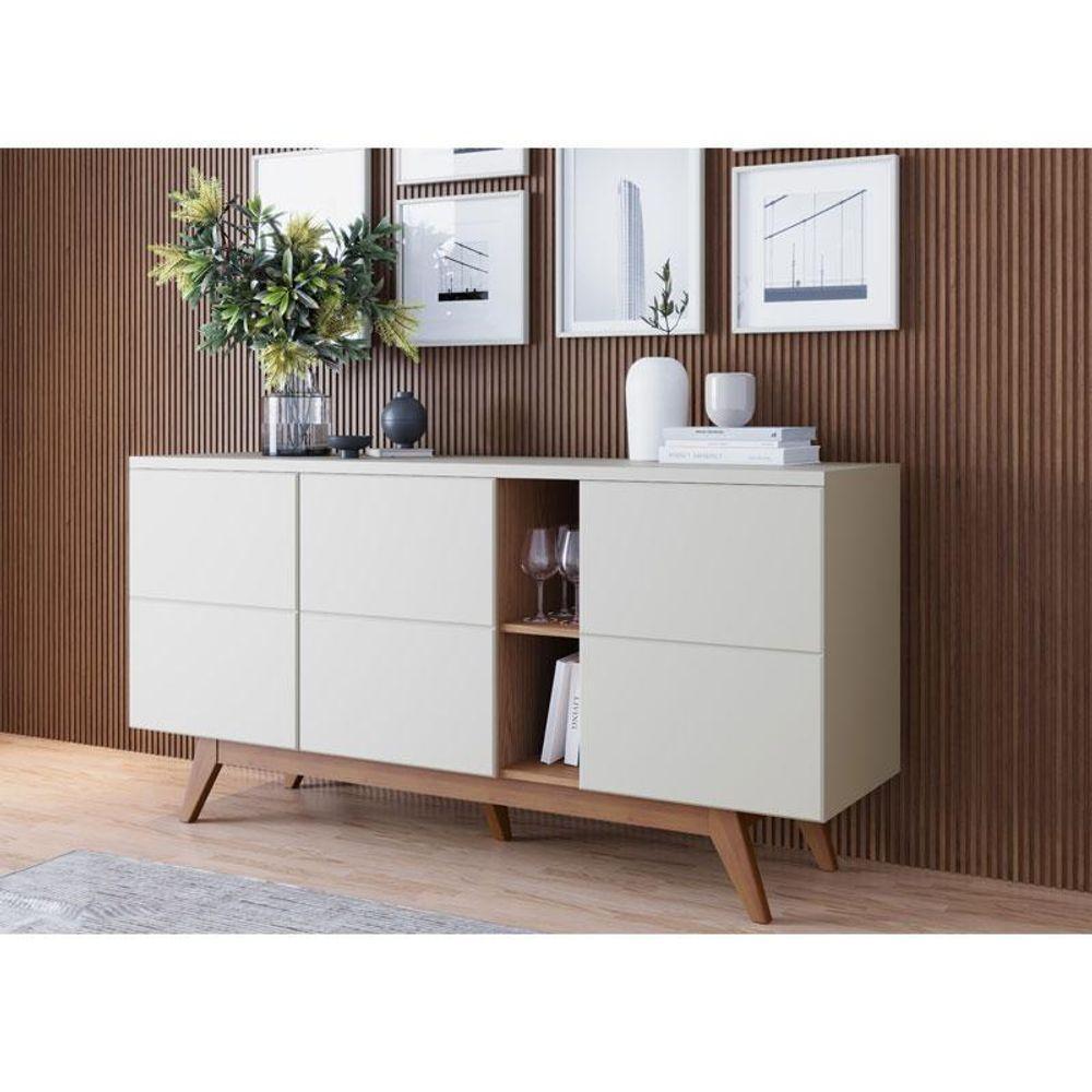 Aparador Buffet Noronha Off White Matte Freijó - Colibri - 2