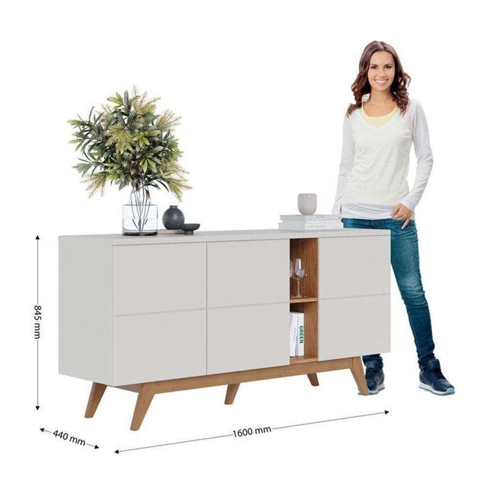Aparador Buffet Noronha Off White Matte Freijó - Colibri - 5