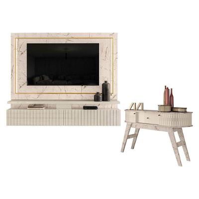 Estante Home Theater Suspenso Gaia Com Aparador Estoril Calacata Off White - Madetec