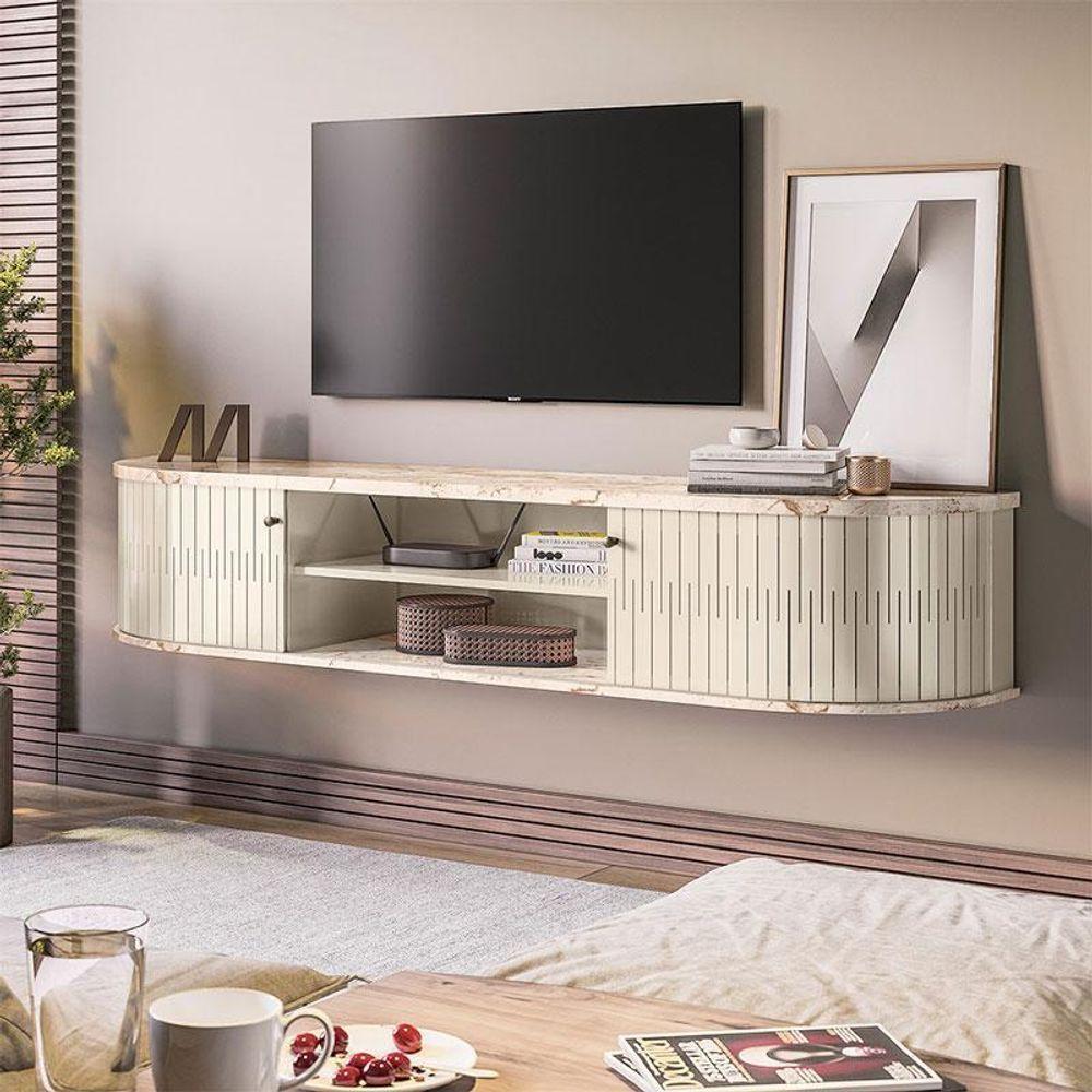 Rack Bancada Suspensa Algarve Com Mesa De Centro Indianápolis Calacata Off White - Madetec - 9