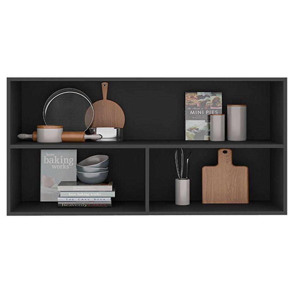 Armário Aéreo 2 Portas Vidro Etna Grafite - Poliman - 3