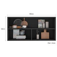 Armário Aéreo 2 Portas Vidro Etna Grafite - Poliman - 2