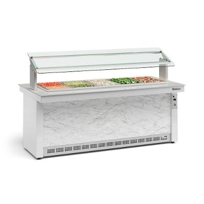 Buffet Refrigerado 10 Cubas Gbrf200 Gelopar 10gns 220v Branco E Mármore