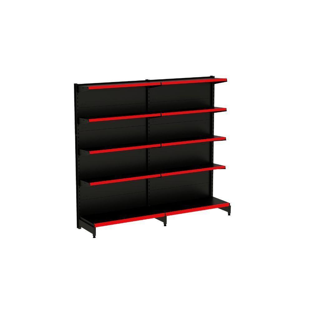 Kit 2 Módulos De Gôndolas Parede 2,02 Fit40 Amapá Expositor Preto - 1