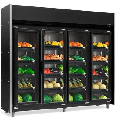 Expositor Vertical Hortifruti 3 Portas De Vidro Geas4plb Gelopar All Black 220v