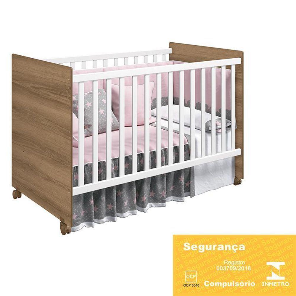 Berço Americano Tico Branco Brilho/mezzo Com Colchão D18 - Reller Móveis Branco Brilho/mezzo - 6