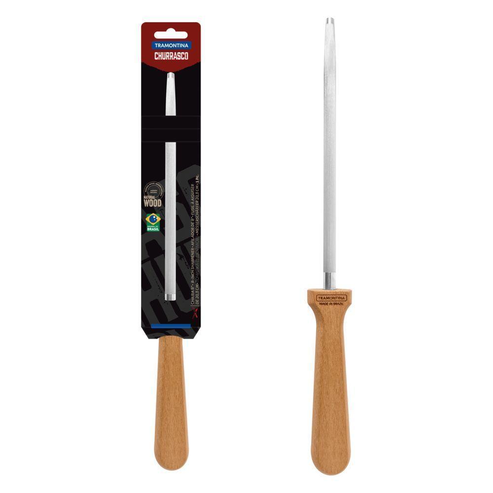 Chaira Tramontina Churrasco Com Haste Em Aço Carbono E Cabo De Madeira Natural 8 Polegada - 1