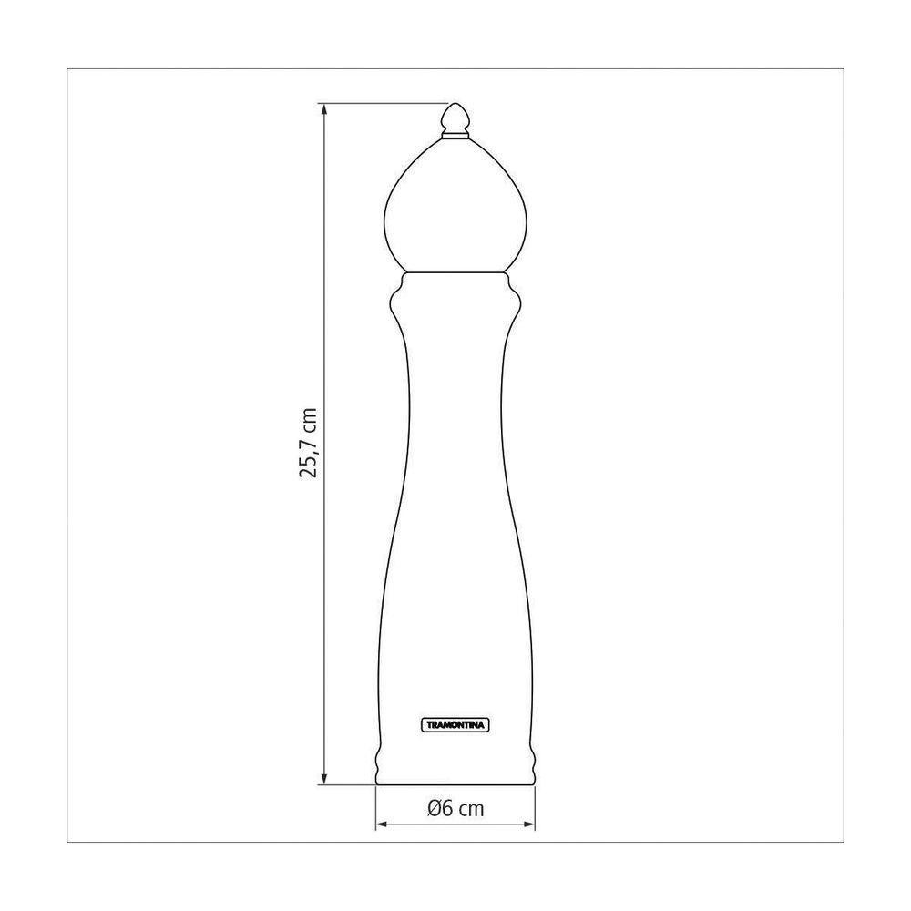 Moedor De Pimenta E Sal Tramontina Churrasco Black Em Ceramica Com Recipiente De Madeira 10 Polegada - 3