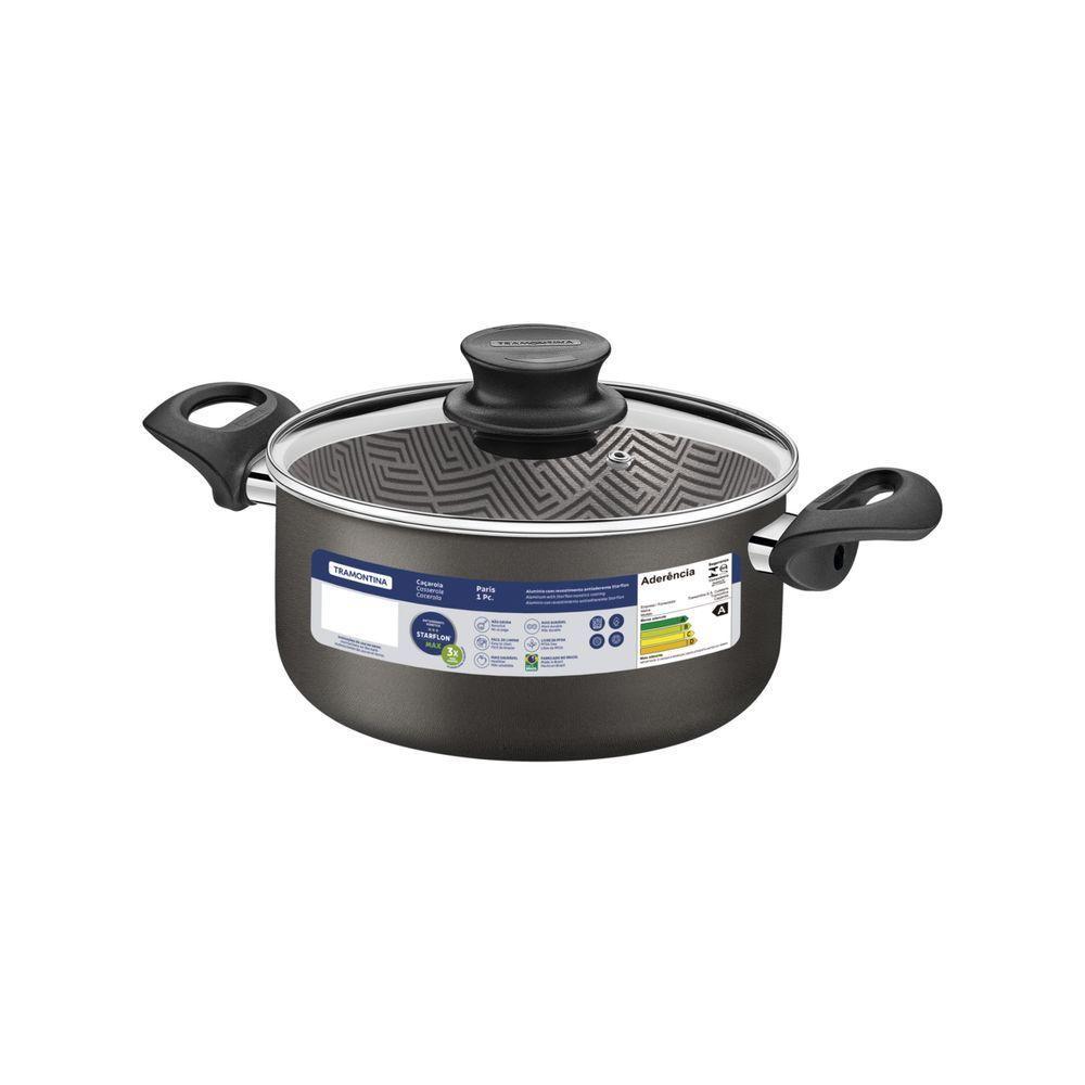 Caçarola Tramontina Paris Em Alumínio Com Revestimento Antiaderente Starflon Max Chumbo Com Tampa D - 5