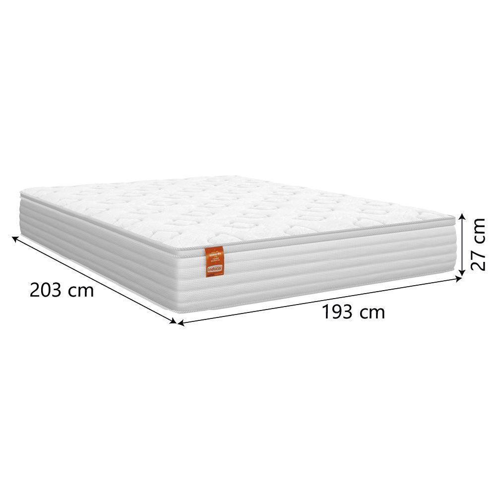 Cama Box Baú Colchão Casal King Molas Ensacadas Real 193x203x68cm Linho Branco Inducol Branco - 3