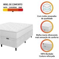 Cama Box Baú Colchão Casal King Molas Ensacadas Real 193x203x68cm Linho Branco Inducol Branco - 2