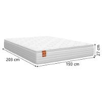 Cama Box Baú Colchão Casal King Molas Ensacadas Real 193x203x68cm Linho Branco Inducol Branco - 3