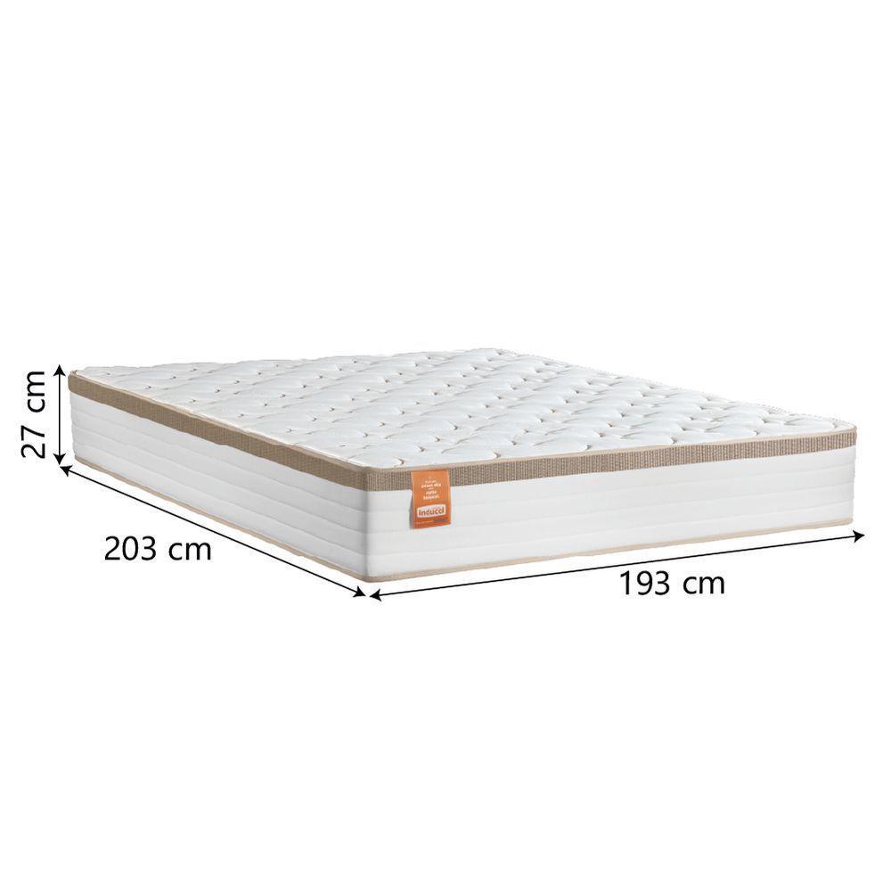 Cama Box Baú Colchão Casal King Molas Ensacadas Real 193x203x68cm Bege/branco Inducol Branco Nat - 3