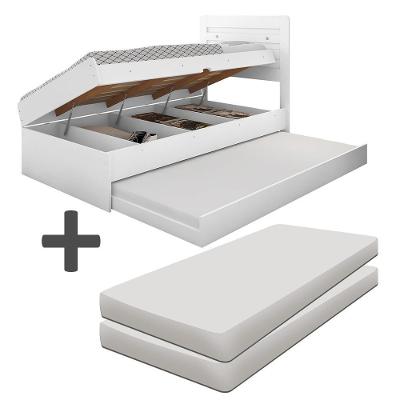 Cama Baú Solteiro Auxiliar Colchões Larissa