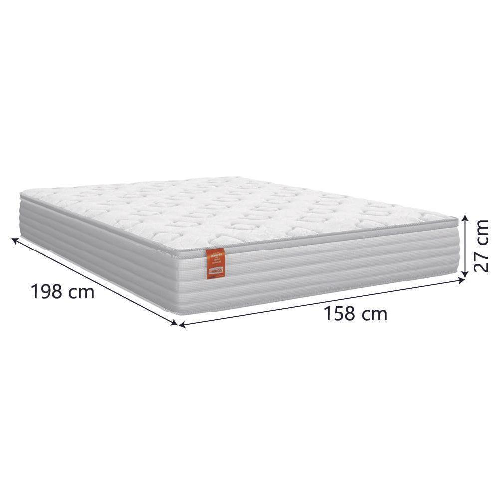 Cama Box Colchão Casal Queen Molas Ensacadas Real 158x198x65cm Branco / Cinza Inducol Branco - 2