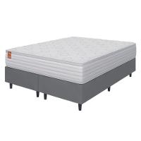 Cama Box Colchão Casal Queen Molas Ensacadas Real 158x198x65cm Branco / Cinza Inducol Branco - 1