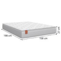 Cama Box Colchão Casal Queen Molas Ensacadas Real 158x198x65cm Branco / Cinza Inducol Branco - 2