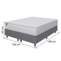 Cama Box Colchão Casal Queen Molas Ensacadas Real 158x198x65cm Branco / Cinza Inducol Branco - 3