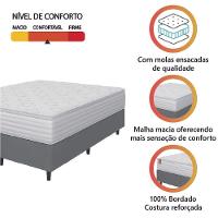 Cama Box Colchão Casal Queen Molas Ensacadas Real 158x198x65cm Branco / Cinza Inducol Branco