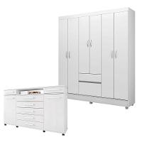 Cômoda London E Guarda Roupa Casal Flash 2 Branco Flex - Demóbile - 1