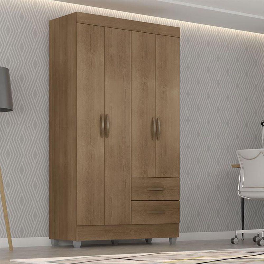 Guarda Roupa Solteiro Lite 4 Portas Carvalho Oak - Móveis Leão - 3