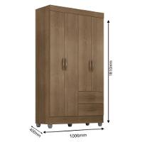 Guarda Roupa Solteiro Lite 4 Portas Carvalho Oak - Móveis Leão - 5