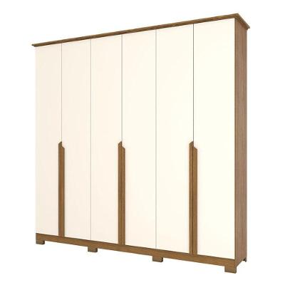 Guarda Roupa Casal Andréas 6 Portas Bater 6 Gavetas Nature Off White Móveis Henn