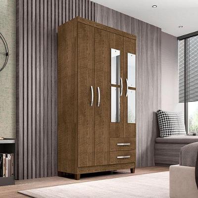 Guarda Roupa Solteiro Ambiente Modena 4 Portas Bater 2 Gavetas Malbec, Tabaco MDP