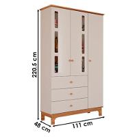 Berço Americano Mini Cama Com Guarda Roupa Infantil Antonella 3 Portas Off White Caramelo - Canaã - 2