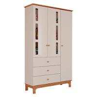 Berço Americano Mini Cama Com Guarda Roupa Infantil Antonella 3 Portas Off White Caramelo - Canaã - 8