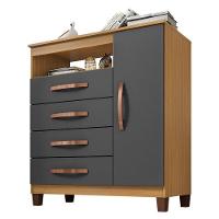 Guarda Roupa Casal Módena E Cômoda Sapateira Cannes Carvalho Americano Grafite - Incorplac. - 7