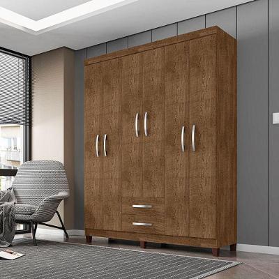 Guarda Roupa Casal Ambiente Modena 6 Portas de Bater 2 Gavetas Malbec