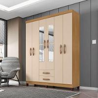 Guarda Roupa Casal Modena Com Espelho 6 Portas Carvalho Americano Off White - Incorplac - 4