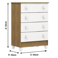 Berço Americano Lara E Cômoda Gaveteiro Mel Flat Branco Acetinado Amadeirado Com Colchão Ortobom - 7