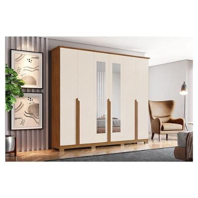 Guarda Roupa Casal Ambiente Andréas 6 Portas Nature Off White Com Espelho - Henn