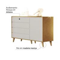 Berço Americano Ludmila E Cômoda Infantil Gran Lorena Off White Bétula Com Colchão Gazin Baby - 3