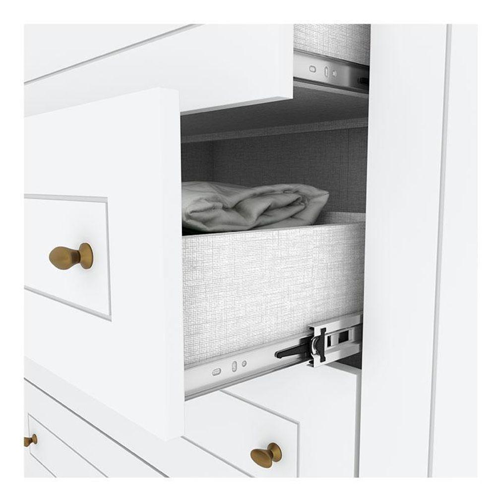 Berço Montessoriano E Guarda Roupa Infantil Americano 6 Portas Branco - Henn - 5