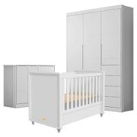 Quarto De Bebê Eloá Com Berço Americano Tutto New Branco Acetinado - Phoenix Baby - 1