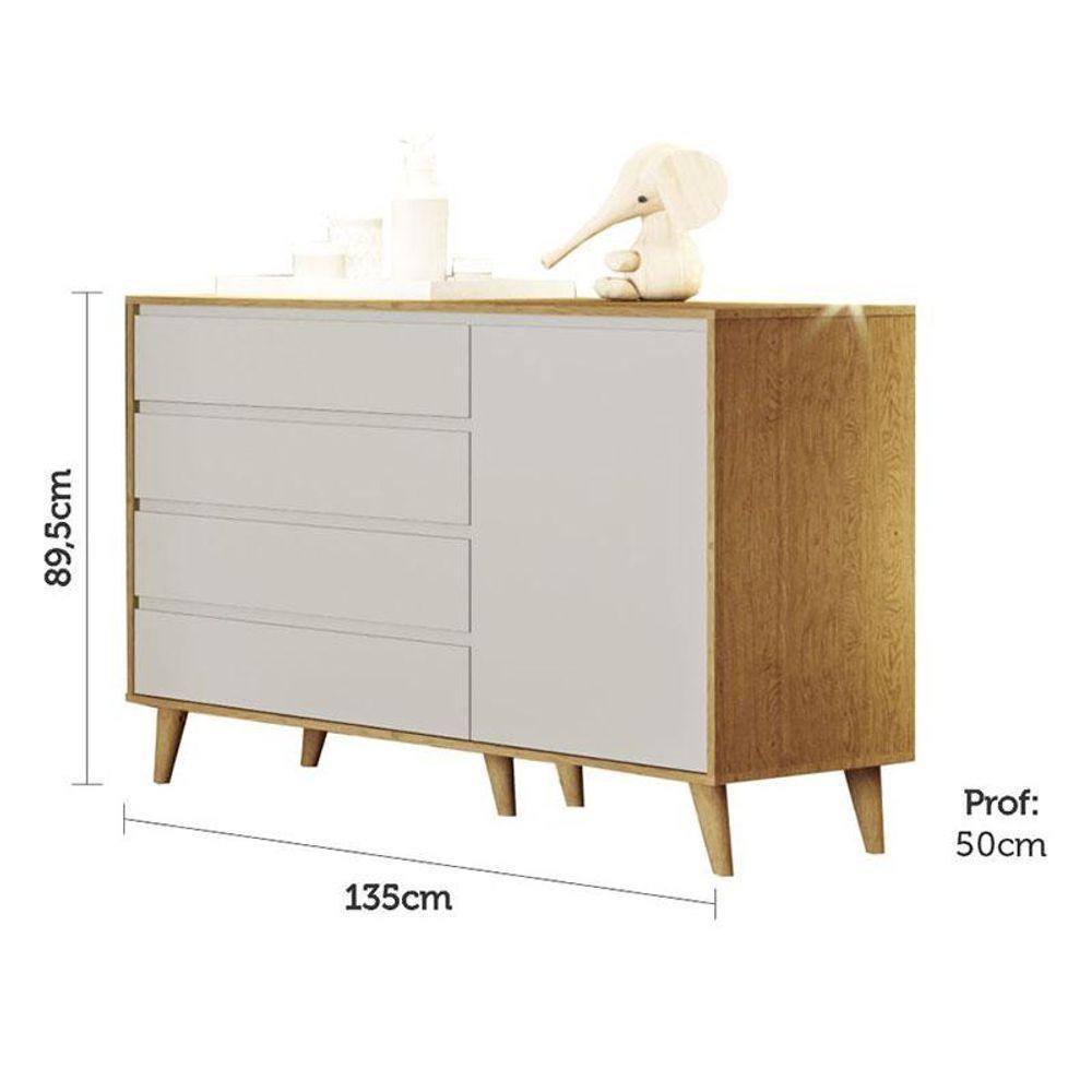 Berço Americano Ludmila E Cômoda Infantil Gran Lorena Off White Bétula Com Colchão Ortobom Baby - 2