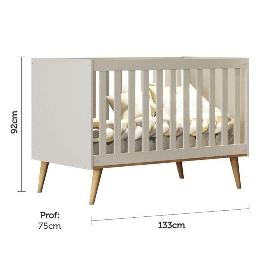 Berço Americano Ludmila E Cômoda Infantil Gran Lorena Off White Bétula Com Colchão Ortobom Baby - 10